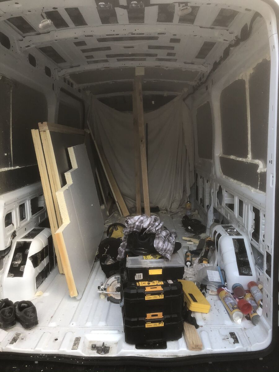 Insulation going into the van walls